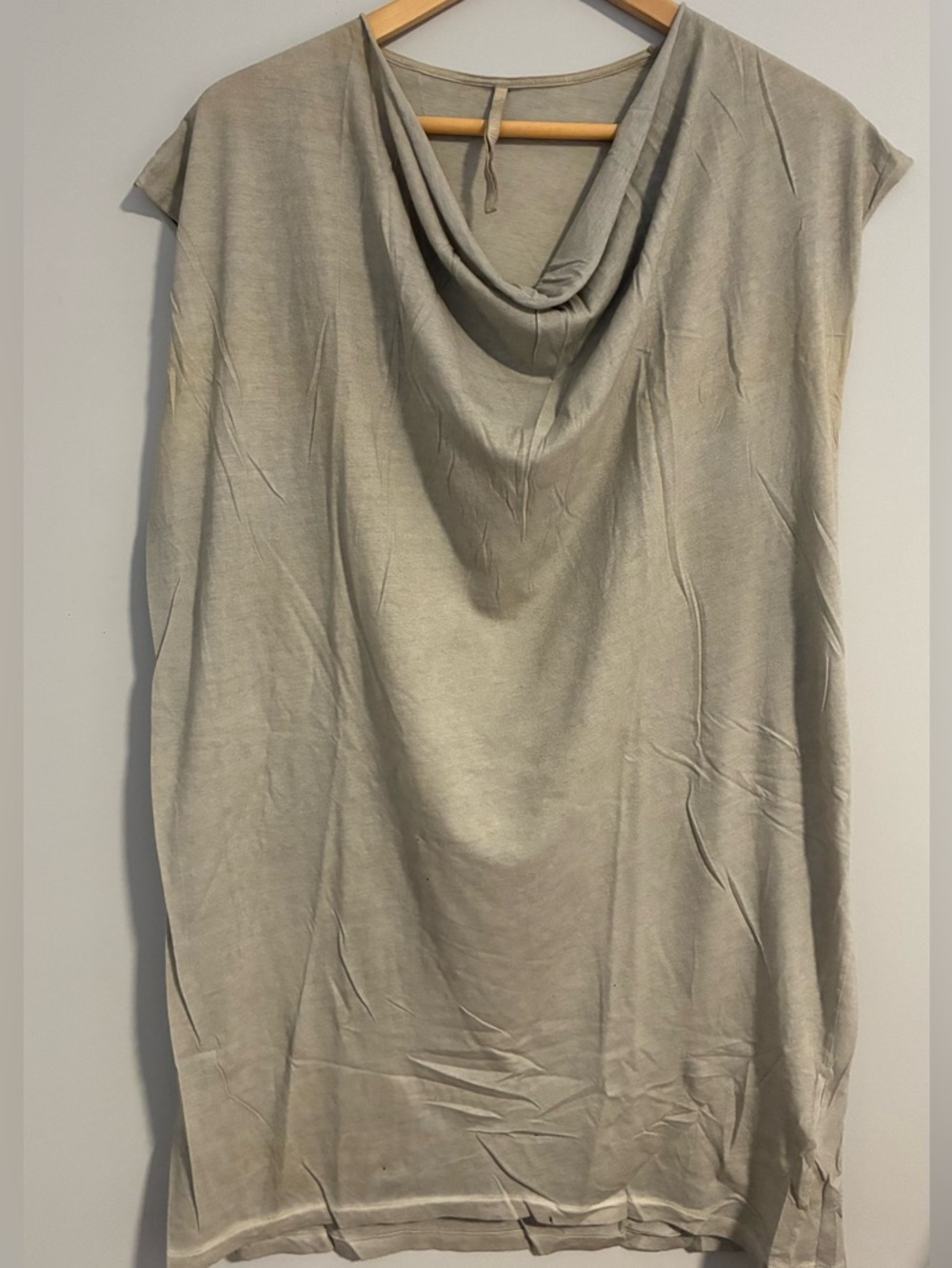 Damir Doma Draped Cowl Short Sleeve Tee in Taupe